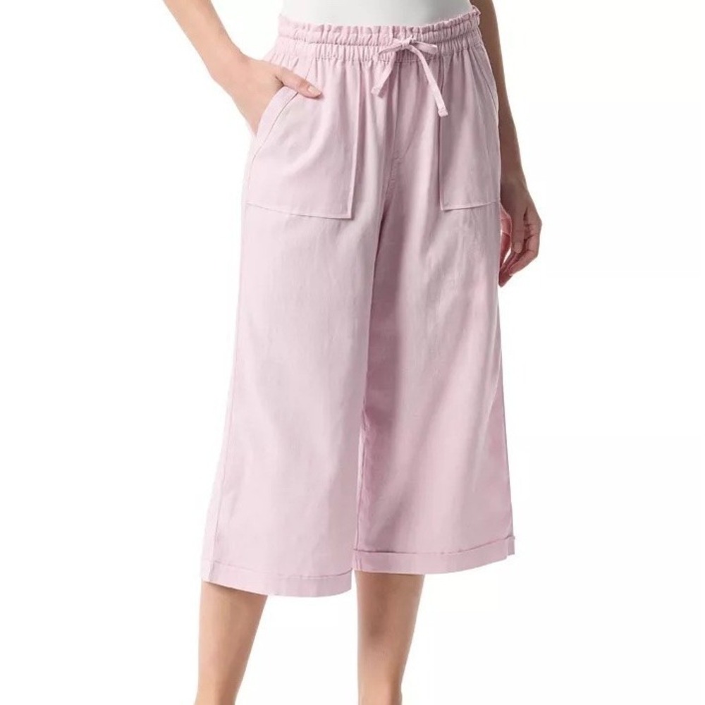 Gloria Vanderbilt Rainey Pull On Wide Leg Cropped Pants Soft Peony Womens Size M